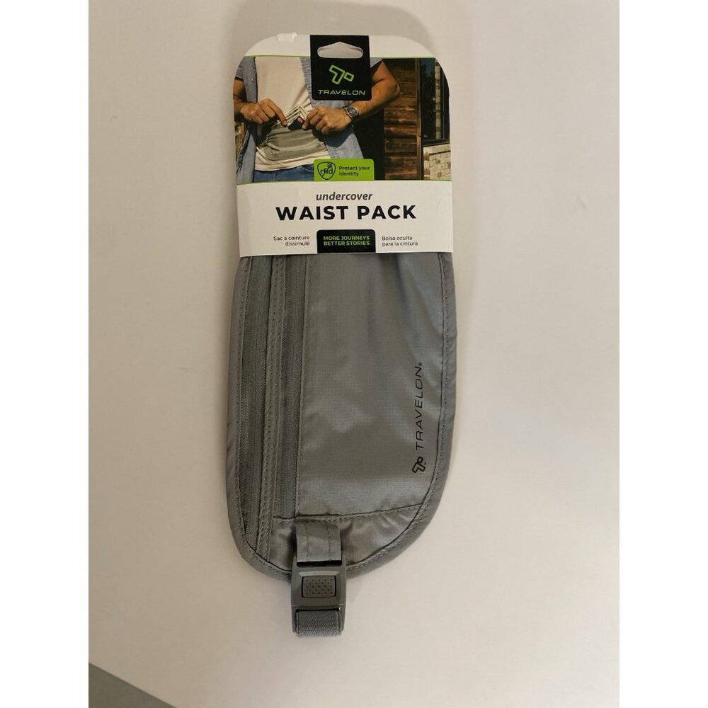 Travelon Undercover RFID Blocking Nylon Travel Waist Pouch Fanny Pack‎ Gray NWT